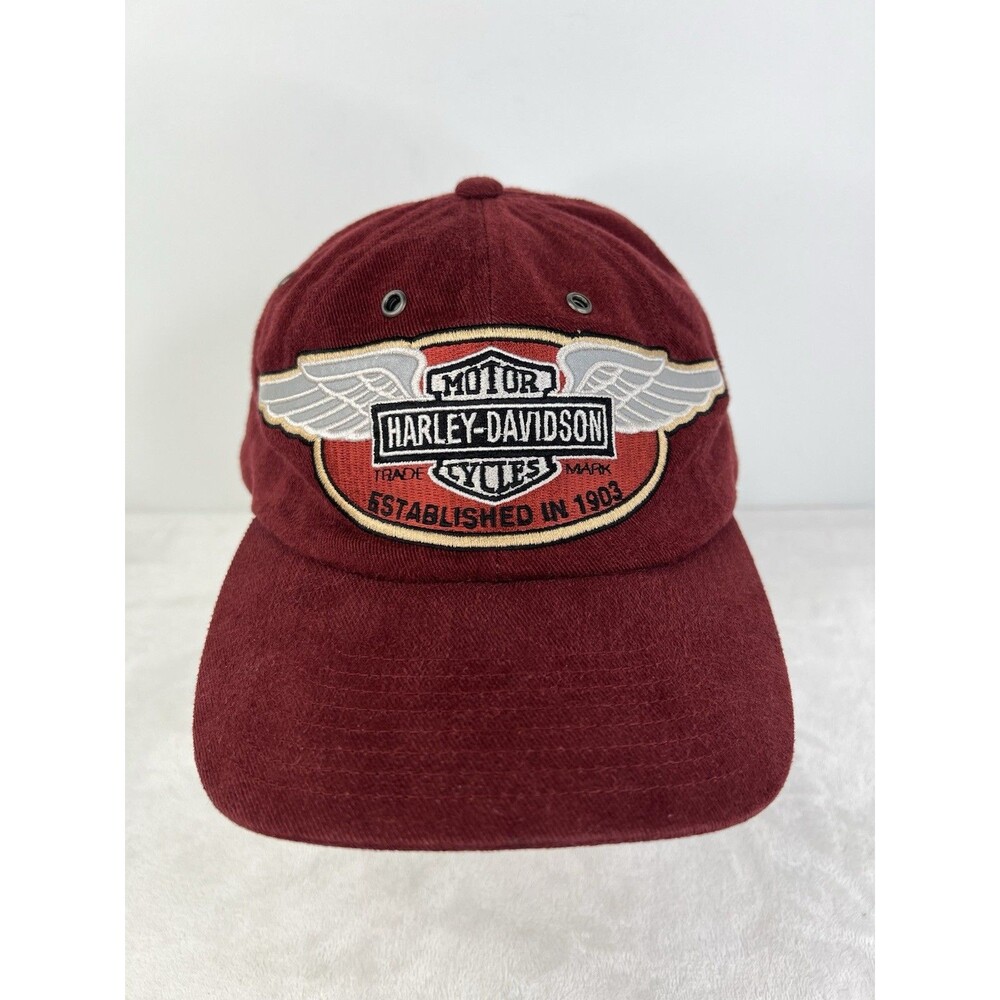 Vintage Harley-Davidson Wings Strapback Hat Biker Motorcycle 90s Y2K Low Profile